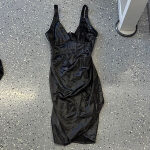 SHEIN Black Satin Mini Dress